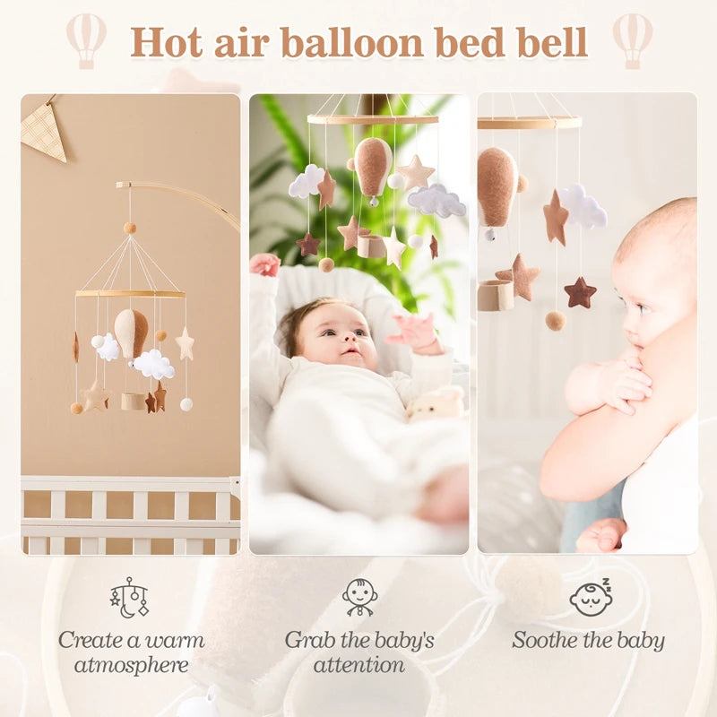 Hot Air Balloon Wooden Crib Mobile