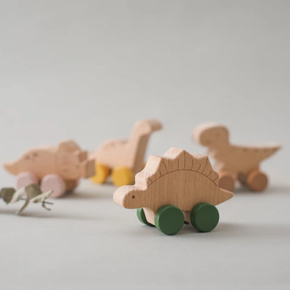 Cartoon Dinosaur Wooden Car Toy