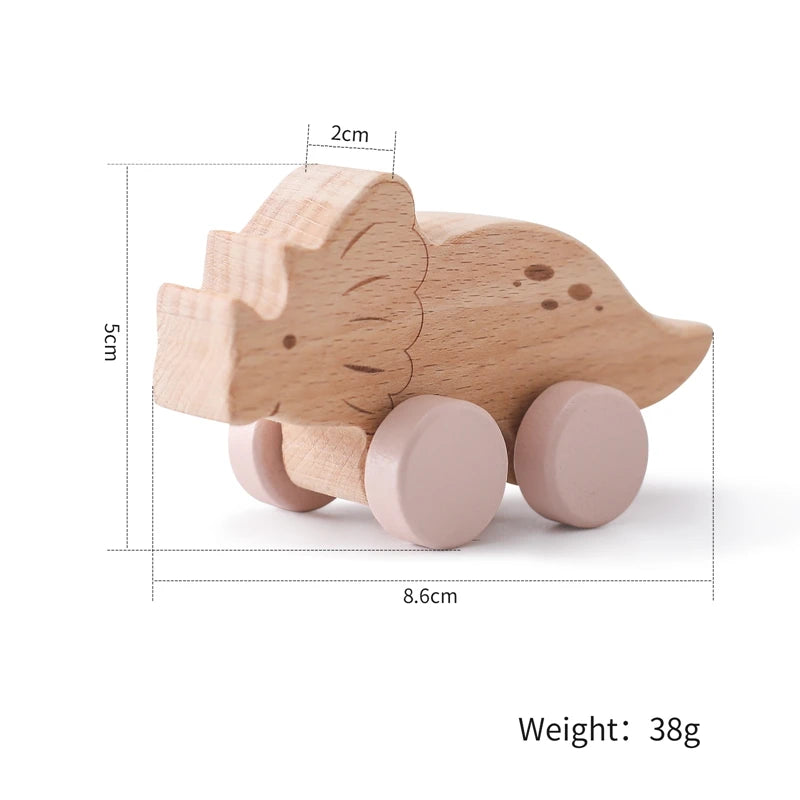 Cartoon Dinosaur Wooden Car Toy
