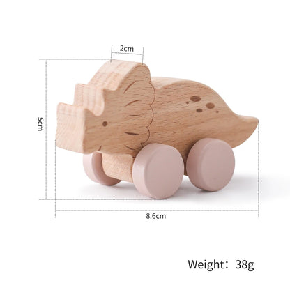 Cartoon Dinosaur Wooden Car Toy