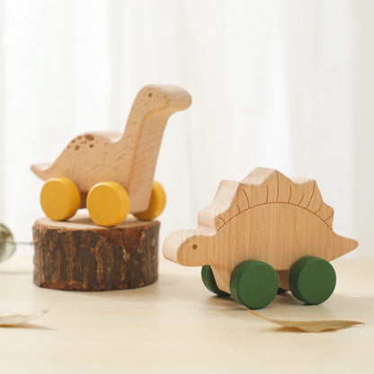 Cartoon Dinosaur Wooden Car Toy