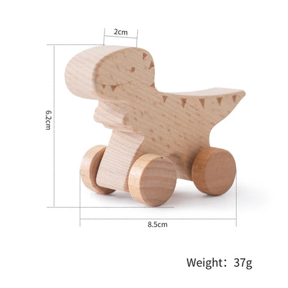 Cartoon Dinosaur Wooden Car Toy