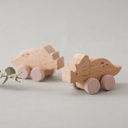 Cartoon Dinosaur Wooden Car Toy