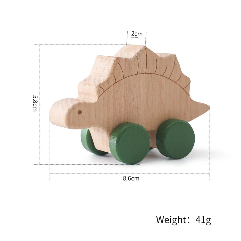 Cartoon Dinosaur Wooden Car Toy