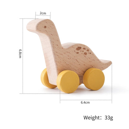 Cartoon Dinosaur Wooden Car Toy