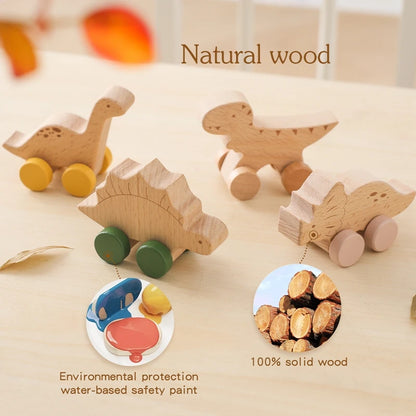Cartoon Dinosaur Wooden Car Toy